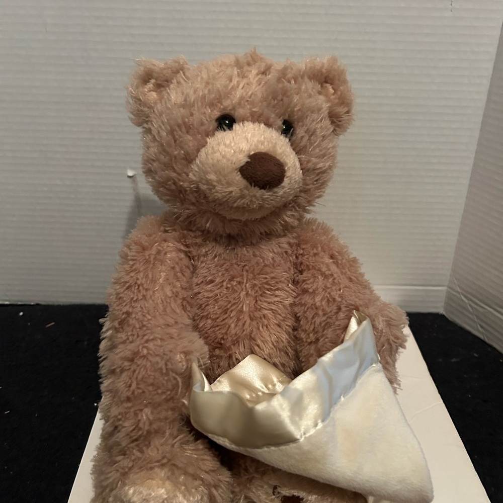 Gund Cream and Tan Plush Bear with Satin Trim